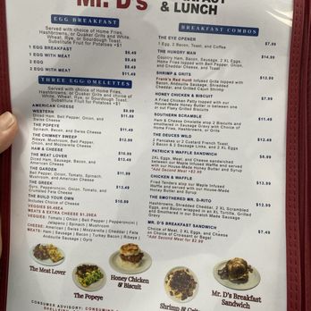 Mr D's Breakfast & Lunch - Menu - Egg Breakfast, 3 Egg Omelettes, Breakfast Combos - Breakfast & Brunch Near Me - Largo, Florida