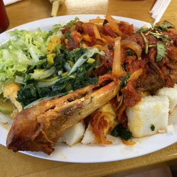 Hooyos Kitchen - Lamb shank with fufu - Somali Near Me - Omaha, Nebraska Hooyos Kitchen - Lamb shank with fufu - Somali Near Me - Omaha, Nebraska