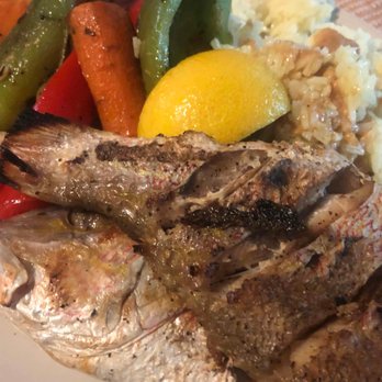 Chulla's Cafe - Grilled Snapper (pre-sauce, post-ToGo box) - Breakfast & Brunch Near Me - Rocklin, California