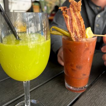 Ruby Sunshine Knoxville - mimosa (green for St Pattys day) and bloody mary. - Breakfast & Brunch Near Me - Knoxville, Tennessee Ruby Sunshine Knoxville - mimosa (green for St Pattys day) and bloody mary. - Breakfast & Brunch Near Me - Knoxville, Tennessee