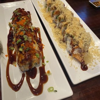 Tokyo Garden - Spicy Baked Salmon Roll (Left) and Red Dragon Roll (Right) *a must try on their menu - Sushi Bars Near Me - Downey, California