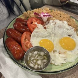 Longonisa Sunrise with fried rice. Longonisa Sunrise with fried rice.