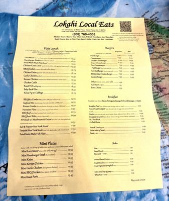 Menu photo 2 Lokahi Local Eats Hilo, HI Menu photo 2 Lokahi Local Eats Hilo, HI