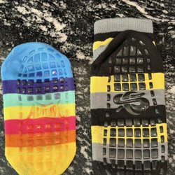 Slick City's socks compared to socks with the same pattern and rubber coverage from a different place.
