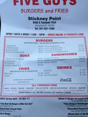 Menu photo 2 Five Guys Sarasota, FL
