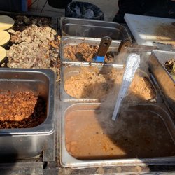 Tacos El Chapulin - The meats. Al pastor, asada, chicken, buche, suadero, tripas, chorizo.