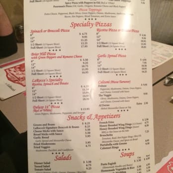 La Rocca's Pizza & Pasta - Menu Page 1 - Pizza Near Me - Youngstown, Ohio