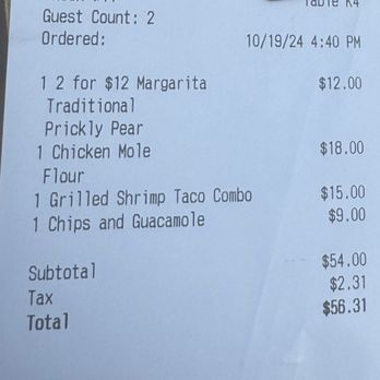 Jalisco Cocina Mexicana - Bill (before payment) - Tacos Near Me - Madison, Wisconsin Jalisco Cocina Mexicana - Bill (before payment) - Tacos Near Me - Madison, Wisconsin