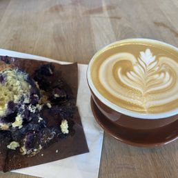 Latte and blueberry muffin Latte and blueberry muffin