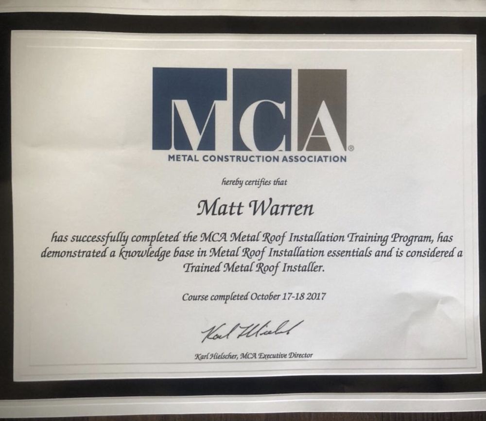 Slide of Warren Roofing