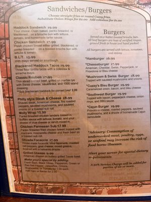 Menu photo 1 Cuzzy's Camden, ME