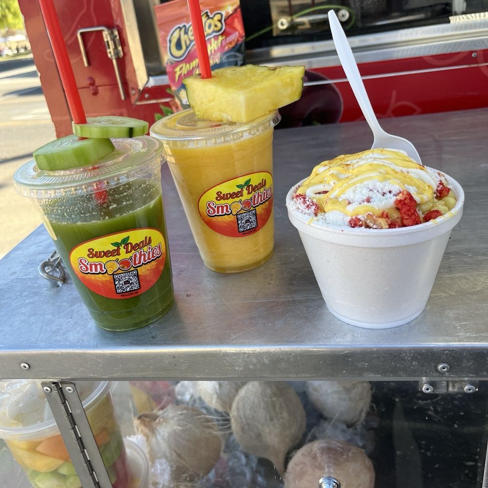 Sweet Deals - My pineapple mango smoothie and elote en vaso plus hubby's green juice - Juice Bars & Smoothies Near Me - Riverside, California Sweet Deals - My pineapple mango smoothie and elote en vaso plus hubby's green juice - Juice Bars & Smoothies Near Me - Riverside, California