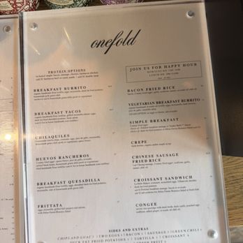 Onefold - Menu - Breakfast & Brunch Near Me - Denver, Colorado