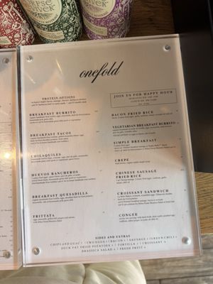 Menu photo 6 Onefold Denver, CO