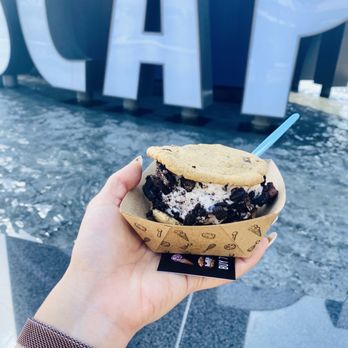 The Baked Bear - Vegan chocolate chip ice cream and cookie as a sandwich and Oreo crumbles. - Ice Cream & Frozen Yogurt Near Me - The Colony, Texas The Baked Bear - Vegan chocolate chip ice cream and cookie as a sandwich and Oreo crumbles. - Ice Cream & Frozen Yogurt Near Me - The Colony, Texas