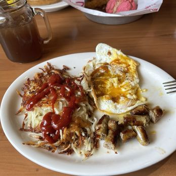 Loaded Cafe - Bellflower - Eggs, sausage and hash browns. The Mexican bread was a nice change from chips and salsa. - Breakfast & Brunch Near Me - Bellflower, California Loaded Cafe - Bellflower - Eggs, sausage and hash browns. The Mexican bread was a nice change from chips and salsa. - Breakfast & Brunch Near Me - Bellflower, California