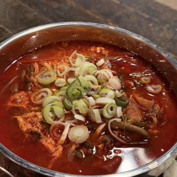 Moobongri - 10. Spicy Beef Soup with Beef Flank Meat & Veggies / 육개장 - Korean Near Me - San Diego, California Moobongri - 10. Spicy Beef Soup with Beef Flank Meat & Veggies / 육개장 - Korean Near Me - San Diego, California