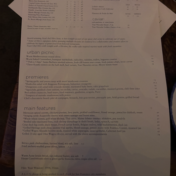 Foreign Cinema - Dinner menu (Front, Guest Chef series) - Breakfast & Brunch Near Me - San Francisco, California