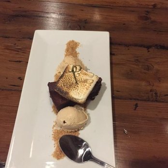 Kitchen Sync - Schmores dessert! Sense choc cake, salted caramel icecream, Graham cracker crumbs and a roasted marhmallow on top! Yummy yummy - Pizza Near Me - Greenville, South Carolina