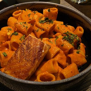 Fire Restaurant & Lounge - Spicy Vodka Rigatoni w/ Salmon - New American Near Me - Denver, Colorado Fire Restaurant & Lounge - Spicy Vodka Rigatoni w/ Salmon - New American Near Me - Denver, Colorado