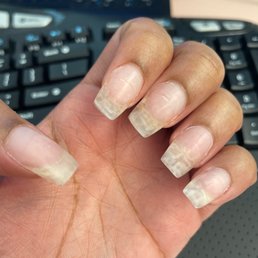 Clear acrylic application (left hand) Clear acrylic application (left hand)