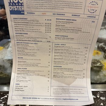 Hog Island Oyster Co - Menu - Seafood Near Me - Napa, California Hog Island Oyster Co - Menu - Seafood Near Me - Napa, California