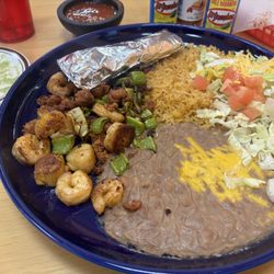 Tres Amigos - Jeff's Special (scallops, shrimp, and chorizo). Very yummy!