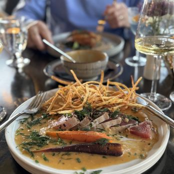 Pono Pacific Kitchen - Rare tuna steak w/beurre blanc and potato straws. - Seafood Near Me - Grover Beach, California Pono Pacific Kitchen - Rare tuna steak w/beurre blanc and potato straws. - Seafood Near Me - Grover Beach, California