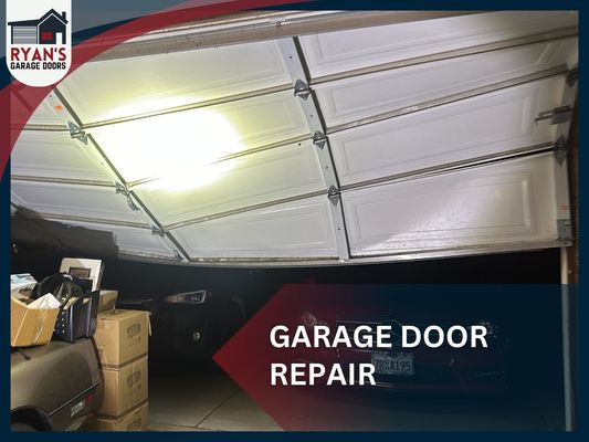 Garage Door Off Track Repair - Another complicated garage door repair completed by our team in Sacramento! The door was completely off track, but our skilled technicians got it back in place, adjusted the springs, and performed a full tune-up to restore smooth, reliable operation. Garage Door Off Track Repair - Another complicated garage door repair completed by our team in Sacramento! The door was completely off track, but our skilled technicians got it back in place, adjusted the springs, and performed a full tune-up to restore smooth, reliable operation.