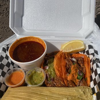 El Tamalucas - El Tamalucas "ET" Combo $13. Not a great picture. 2 birria tacos, consume, one tamale. BOMB. - Mexican Near Me - North Las Vegas, Nevada El Tamalucas - El Tamalucas "ET" Combo $13. Not a great picture. 2 birria tacos, consume, one tamale. BOMB. - Mexican Near Me - North Las Vegas, Nevada