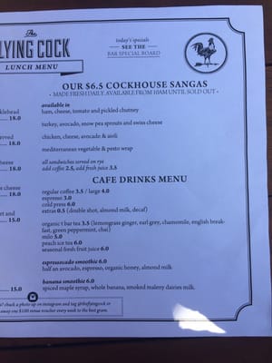 Menu photo 2 The Flying Cock Fortitude Valley, QLD Menu photo 2 The Flying Cock Fortitude Valley, QLD