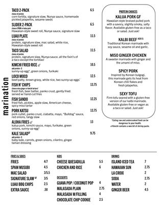 Menu photo 2 Marination Columbia City Seattle, WA