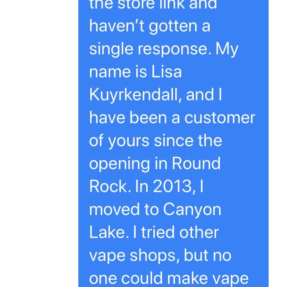 All About Vapor - My messenger message to listed owner - Vape Shops Near Me - Round Rock, Texas