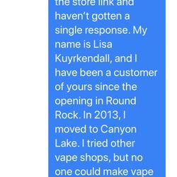 All About Vapor - My messenger message to listed owner