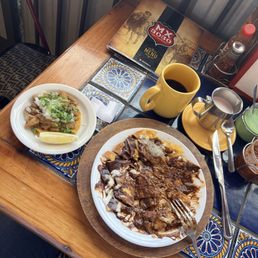 Mole Chilaquiles and Chicharrón Taco