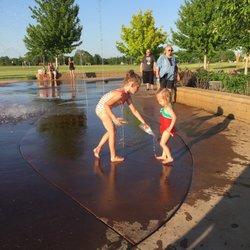 Rivers Edge Commons Park - My girls at the splash pad