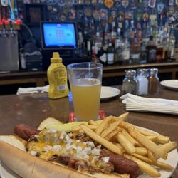Heroes Pub - Foot Long Chili Cheese Dog