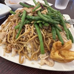 String bean (added chicken) lunch special with half/half fried rice and chow mein. String bean (added chicken) lunch special with half/half fried rice and chow mein.