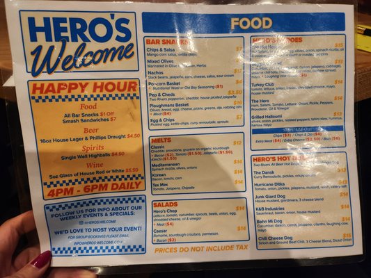 Menu photo 2 Hero's Welcome Vancouver, BC
