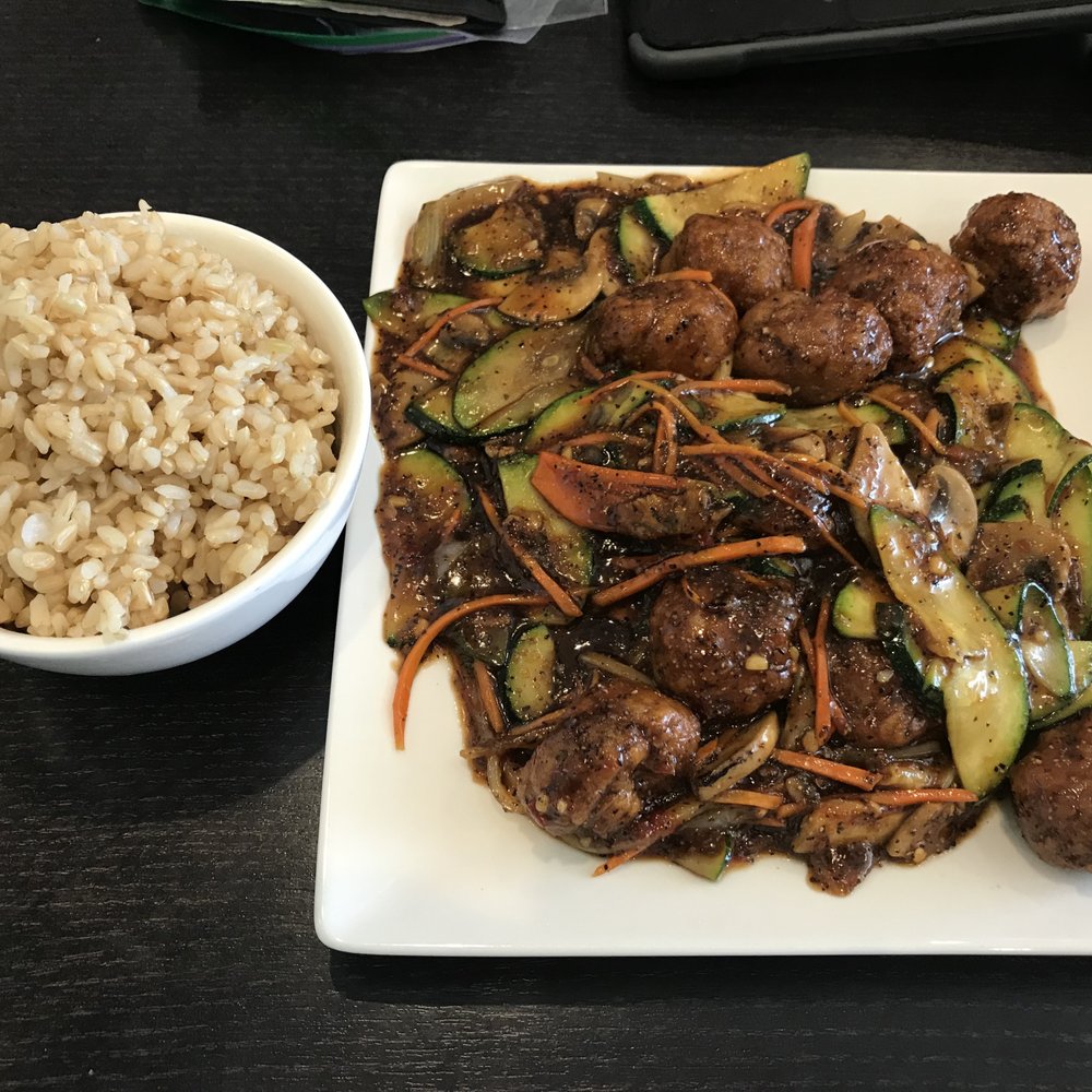 Veggie Garden - brown rice and black pepper veg chicken ($11.95) - Vegan Near Me - Mountain View, California Veggie Garden - brown rice and black pepper veg chicken ($11.95) - Vegan Near Me - Mountain View, California