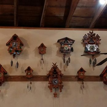 The Auslander - Charming cuckoo clocks high on one wall. - German Near Me - Fredericksburg, Texas The Auslander - Charming cuckoo clocks high on one wall. - German Near Me - Fredericksburg, Texas