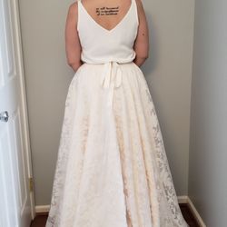 Bridal Alteration Specialist - Here is the back of the skirt and shirt. Nadia convinced me to keep a decent length train on it and I am so happy she did!
