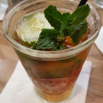 Moku Kitchen - Pimm's cup beverage (Pimm's #1, strawberry, mint, and lemonade) was good but it was served a bit warm. Had to add ice from my water. - Cocktail Bars Near Me - Honolulu, Hawaii Moku Kitchen - Pimm's cup beverage (Pimm's #1, strawberry, mint, and lemonade) was good but it was served a bit warm. Had to add ice from my water. - Cocktail Bars Near Me - Honolulu, Hawaii