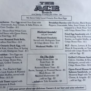 The Ace - Menue II - Comfort Food Near Me - Toronto, Ontario The Ace - Menue II - Comfort Food Near Me - Toronto, Ontario