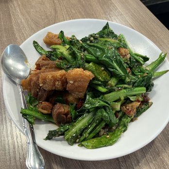 Pa Ord Noodle - Chinese broccoli with crispy pork - Thai Near Me - Los Angeles, California