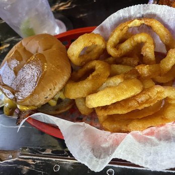 Candlelight Tavern - Cheeseburger and onion rings - Dive Bars Near Me - Denver, Colorado