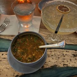 Tacos & Tequila - Soup, not sure what it is called but had pork and veggies very salty and a tad spicy. I really just wanted chicken tortilla soup.