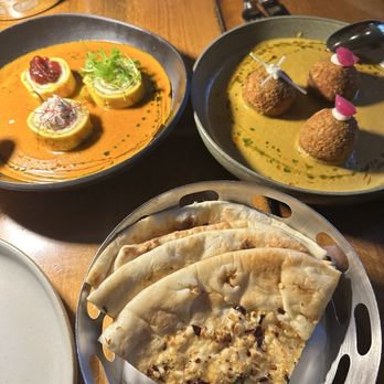 ROOH - Signature Paneer Pinwheel Vegetable Kofta Chili & Garlic Naan - Indian Near Me - San Francisco, California ROOH - Signature Paneer Pinwheel Vegetable Kofta Chili & Garlic Naan - Indian Near Me - San Francisco, California