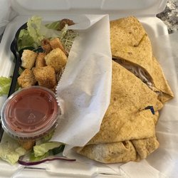 Cheese & Coffee Uptown - ABQ wrap with garden salad