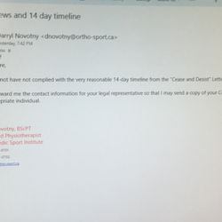 Orthopaedic Sport Institute - Darryl #3 I thought he said he wouldn't be in contact again. Shouldn't his lawyer be handling this?